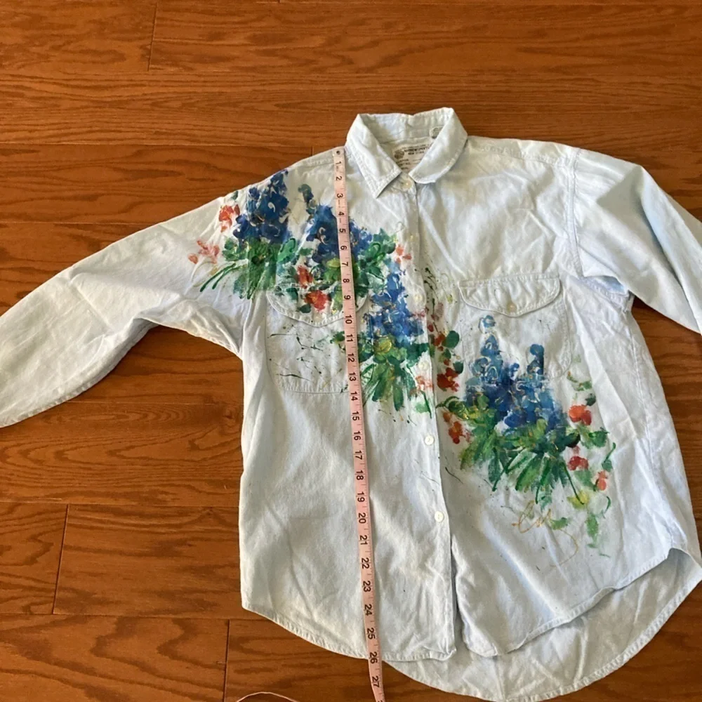 ASC International Clothing Andrew Sports Oversized Topstitch Denim Blouse